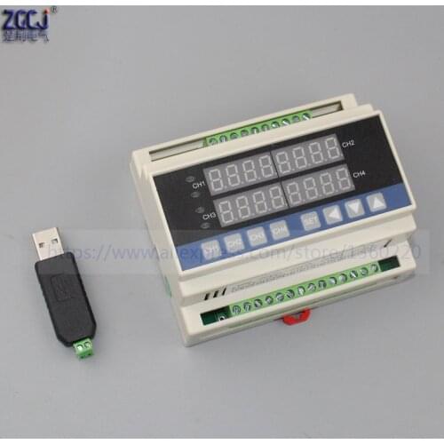 Din 4 ways temperature controller multipoints 4 channels digital thermostat with SSR output RS485 communication USB converter