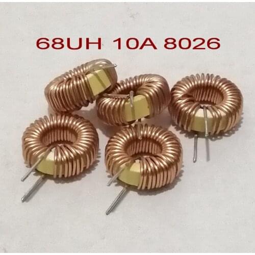 5PCS Toroidal Core Inductors 10A Winding Magnetic Ferrite Inductance 68uH Toroid Transformer Choke