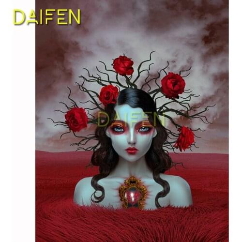 Full Round Diamond painting Cross stitch Full Square Diamond embroidery vampire girl ghost red rose DIY 3D Diamond mosaic