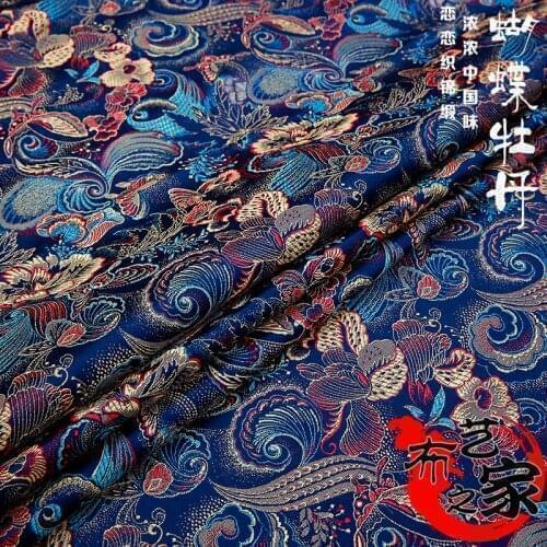 Butterfly floral fabric imitate silk Brocade Fabric Damask Jacquard Upholstery Furnishing patchwork fabric sewing tissue 75*50cm