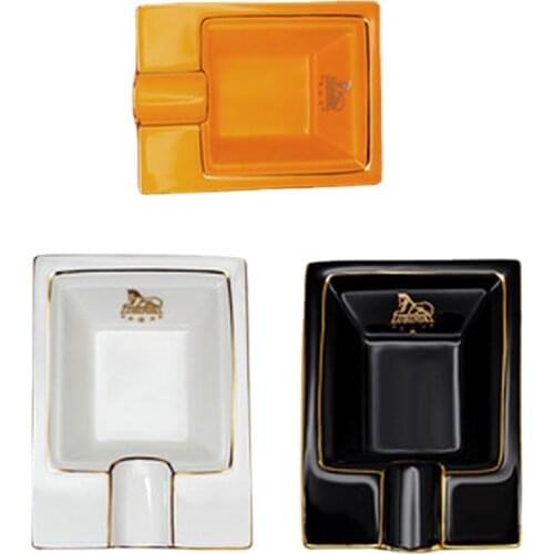 Ceramic Big Square Cigar Ashtray Elegant Creative Design Smoking Ash Tray Cigar Accessories