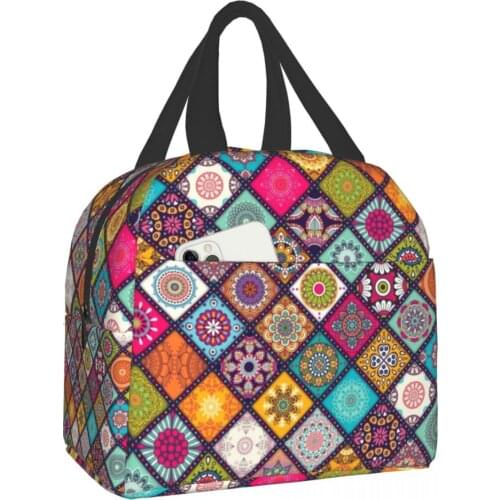 Flower Functional Pattern Cooler Lunch Box Flower Portable Lunch Bag Thermal Food Picnic Lunch Bags For Women Kids