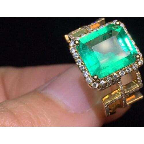 Emerald Rings Fine Jewelry 18K Gold Real Natural Vivid Green Emerald 2.78ct Gemstones Male Rings for Mens Fine Ring