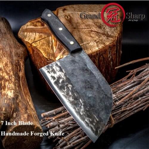 Handmade Forged Chef Knife Clad Steel Forged Chinese Cleaver Professional Kitchen Knives Meat Vegetables Slicing Choping Tools