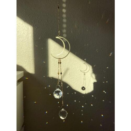 Suncatcher Crystal Prism Window Decor // Suncatcher Moon Crystal Prism, Crescent Moon Celestial Gift, home decor