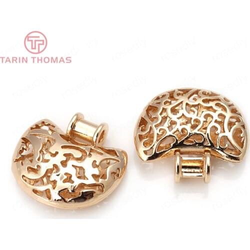 4PCS 22x21MM 24K Champagne Gold Color Plated Brass Hollow Moon Pendants High Quality Diy Jewelry Accessories