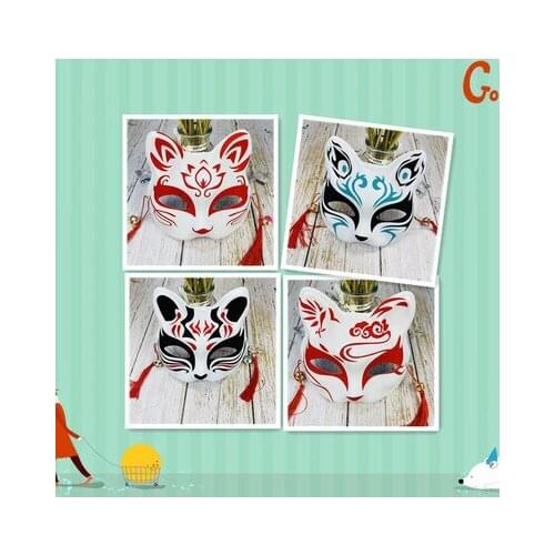 Cat face mask female fox mask female half face antique Mask hand painted animation two dimensional Cosplay mask