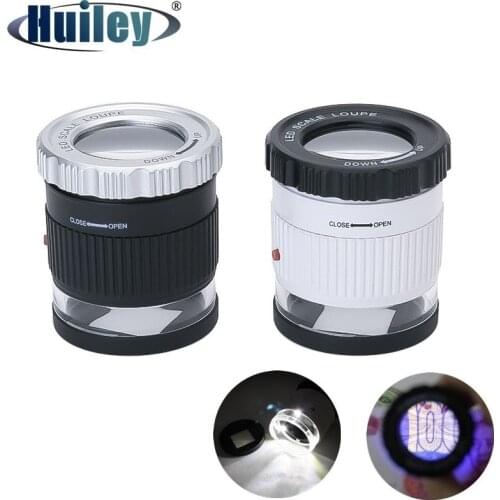 Jewelry Loupe with 3 LED 3 UV Light Optical Glass Lens Magnification 30x Magnifier for Identifying Stamps Antique Currency