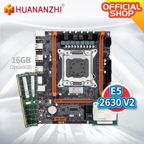 HUANANZHI X79 4M X79 motherboard cpu set with Xeon E5 2630V2 with 2*8G DDR3 RECC memory combo kit set USB3.0 SATA3 NVME M.2 SSD
