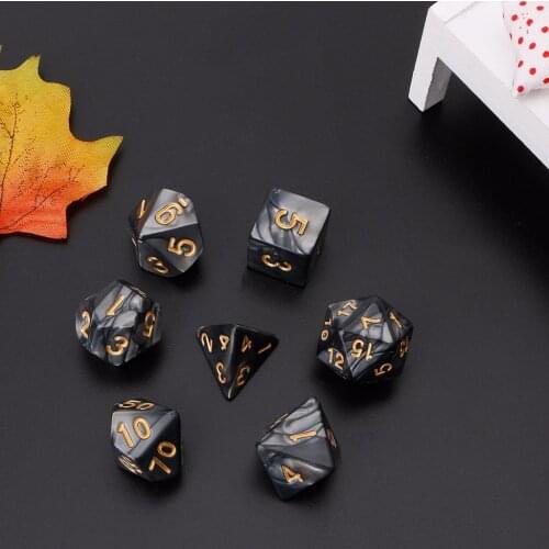 Polyhedral Dice Gold Numbers For Dragon Pathfinder D20 D12 2xD10 D8 D6 D4 7PCS/SET A28