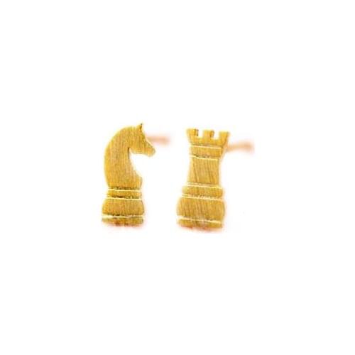 Fashion chess knight castle stud earrings Very interesting chess flag Stud earrings The creative personality stud earrings