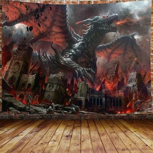 Fantasy World Tapestry Wall Hanging Medieval Dragon Tapestries Home Decoration Wall Decor For Bedroom Living Room College Dorm