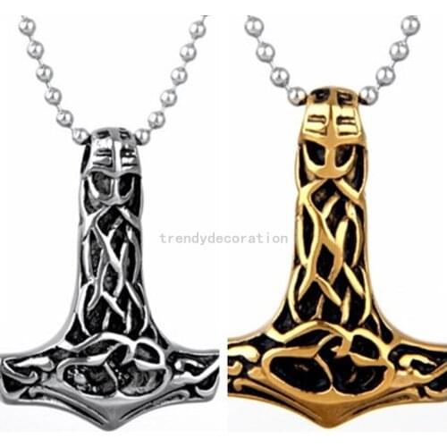 New Arrival Pendants Fashion Mens Thors Hammer Viking Amulet Mjolnir Silver Color or Gold Color Pendant Stainless Steel