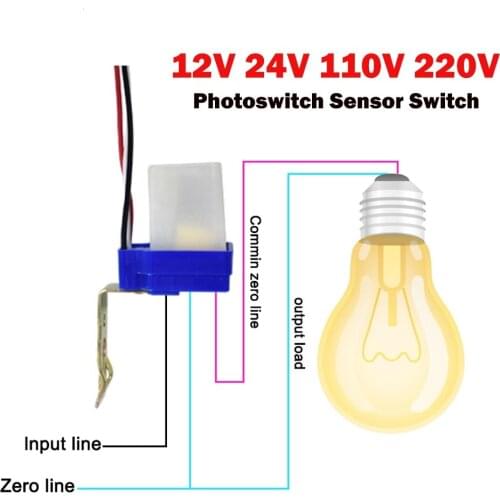 Wholesale 5 Pcs Light Sensor Switch Automatic Auto On Off Photocell Street Light Switch DC 24V AC 110V 220V Photoswitch Sensor