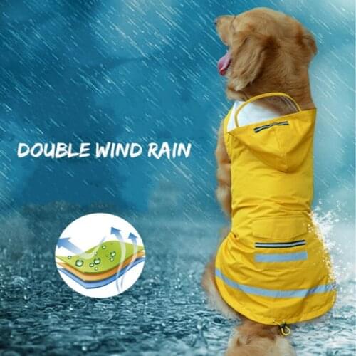Pet Raincoat New Double Layer Big Dog Golden Retriever Labrador Dog Reflective Waterproof Clothes Raincoat Pet Clothes
