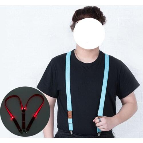 Unisex LED Strip Light Up Suspender Adjustable Trousers Running Riding Braces Strong Clip Party Supplies