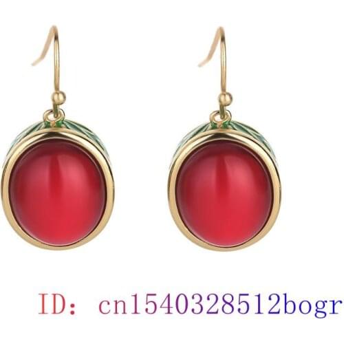 Red Jade Water drop Earrings Chalcedony Fashion Jewelry Gifts Charm Crystal 925 Silver Amulet Zircon Women Natural Gemstone