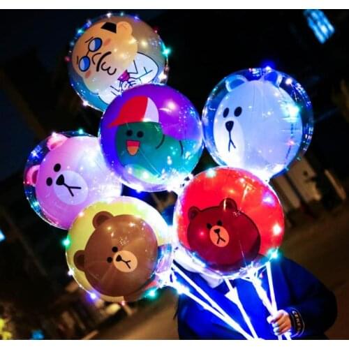 12 Styles 18inch 3D Cartoon BOBO Ball Balloons Christmas Wedding Party Transparent Bear Duck Kids Balloon Flashing Decoration