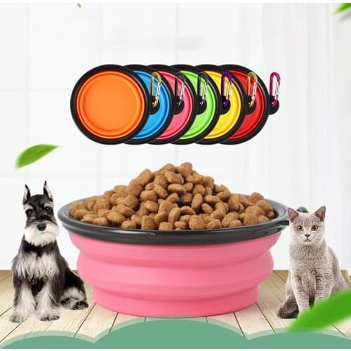 Silicone Travel Folding Car Drinking Dog Bowl Feeders for Small Breeds Dogs Accessoires Pets Acessorios Supplies Portable Bowls