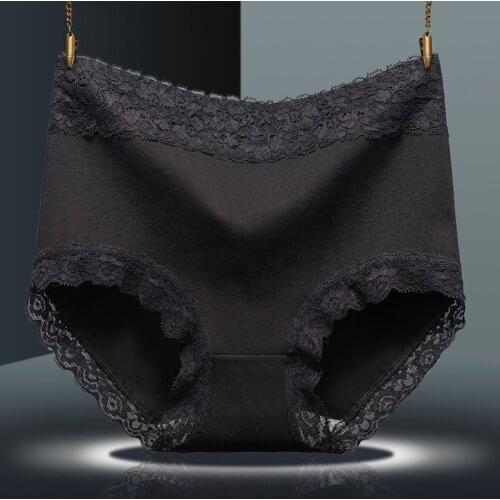 High Waist Panties Lace-trimmed Womens 3Pcs Underwear Abdomen Breathable Sexy Female Briefs Plus Size Panties Women