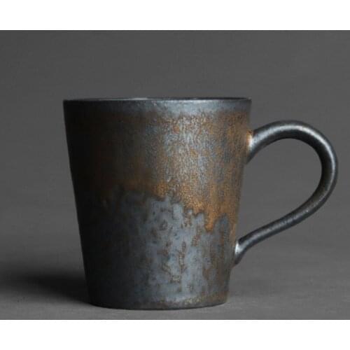 Japanese blackened oven gold handle master cup manually restoring ancient ways is coarse pottery coffee milk tea cups tea cup