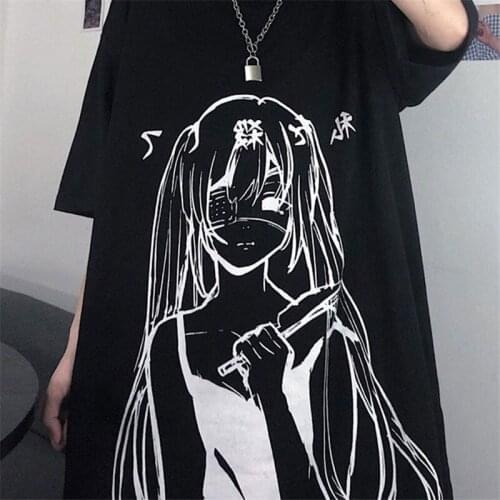 Black Korean T Shirts Loose Teenage T-shirt Female Short Sleeve Tshirt Streetwear Casual Harajuku Student High Street T Shirts