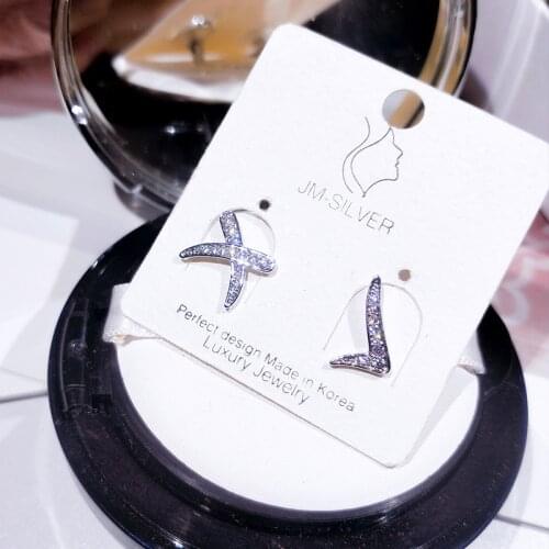 Simple Geometric 925 Silver Asymmetrical Ladies Earrings Creative Ladies Jewelry Christmas Gifts Designer Jewelry