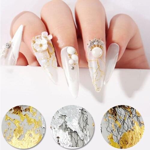 10 Styles Gold Silver Glitter Gauze Foil Nail Sticker Manicure Sticker Nail Art Decal Nails Accessories 50x4cm