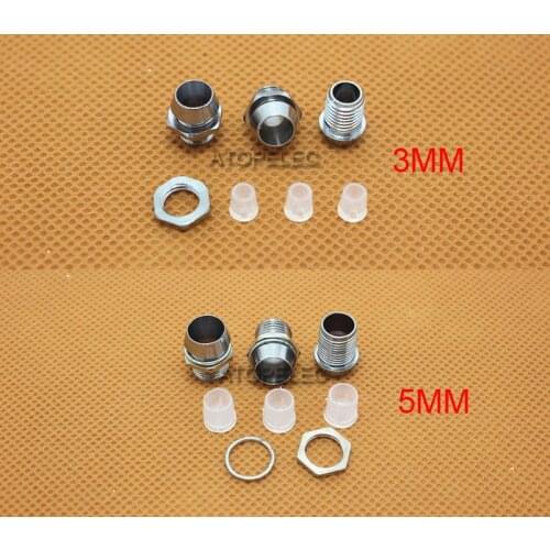 1pc 3mm/5mm Chromed Copper Metal LED Holder with Nut Bezel Panel Mount