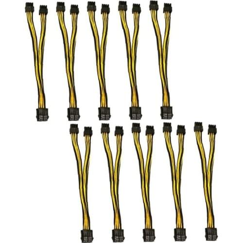8-Pin to 2X 8-Pin (6+2) PCI Express GPU Power Cable for PC/Laptop/Mining Machine Extension Cord,10PCS