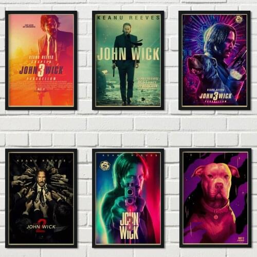 American thriller crime movie John Wick retro style kraft paper poster family wall art decoration painting wall sticker a37