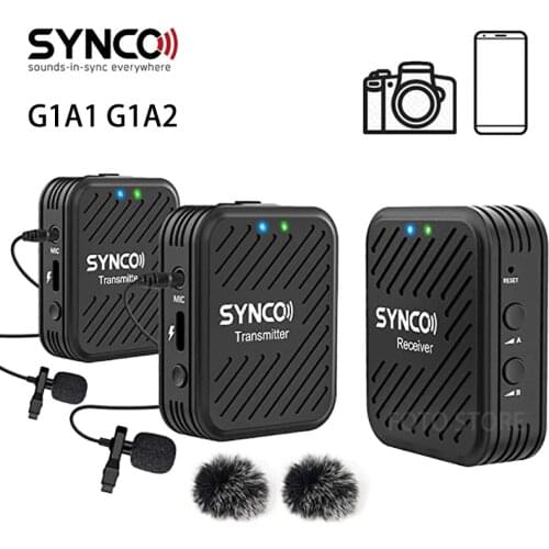 SYNCO G1 G1A1 G1A2 Wireless Microphone System 2.4GHz Interview Lavalier Lapel Mic Receiver Kit for Phones DSLR Tablet camcorder