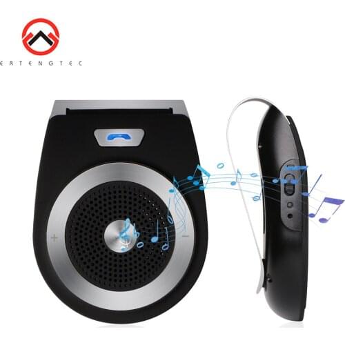 Wireless Bluetooth Car Kit Mic Handsfree Noise Cancelling SpeakerPhone Bluetooth 4.1 EDR MP3 Player 20h Work Mini Visor Calls