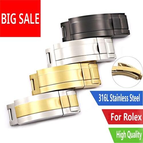 CARLYWET 9 x 9mm Top Quality 316L Solid Metal Stainless Steel Glide Flip Lock Deployment Screw Watch Clasp For Rolex Deepsea
