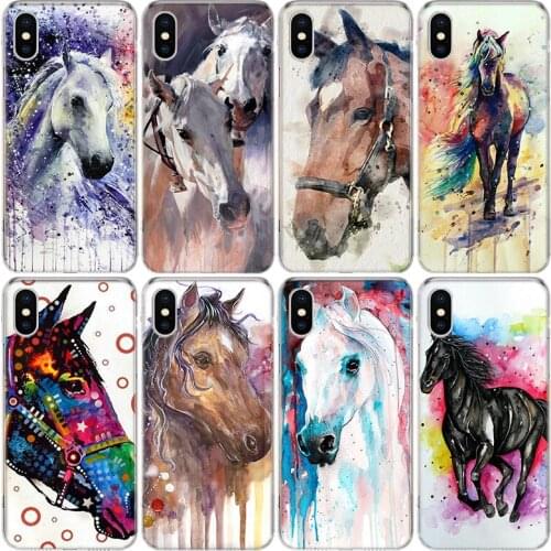 Horse waterclour Phone Case For iphone 11 12 Mini Pro XS MAX SE2020 8 7 6 6S Plus X 5 5S SE XR Cover Shell Coque
