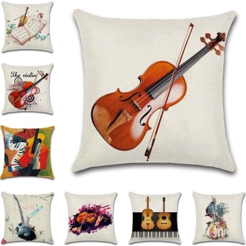 Instrument violin printed Cushion Cover decorative Home Throw sofa chair car seat friend kids boys bedroom gift pillowcase