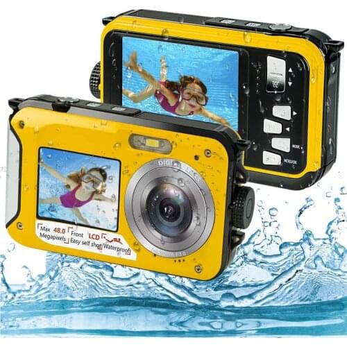 Digital Camera Dual Screens Full HD1920X1080 Digital Camera LCD Displays Cam Waterproof Video Recorder Camera for Snorkel Travel