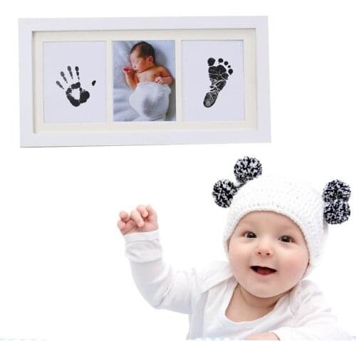 Baby Hand And Foot Prints Newborn Ink Handprint Mud Baby Age Full Moon Birthday Gift Commemorative Hand Footprint Photo Frame