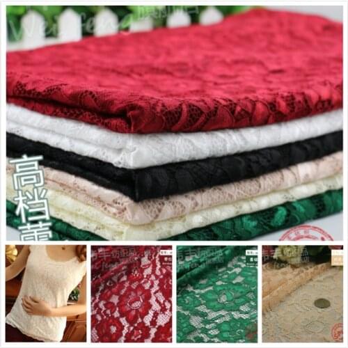 Free shipping High -quality Daffodil Stretch Lace Fabric Handmade DIY Cloth Underwear Shirt Shawl Skirt Clothing Fabrics 1yards