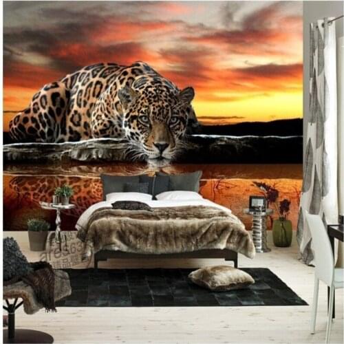 Beibehang photo wallpaper leopard room TV backdrop vinyl wallpaper papel de parede para quarto papier Wall Murals Home Decor