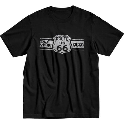 Get Your Route Us 66 Kicks Tshirt Men Short Sleeves Mother Road T Shirt Fashion America Highway T-shirts Cotton Tee Top Clothing