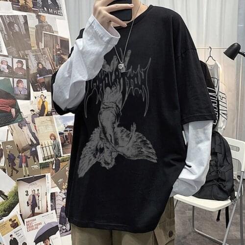 Harajuku funny Print T-shirts Cotton Tshirts Summer Men/Women Hip Hop Fallen Angel Tshirt Streetwear t shirts Short Sleeve Tops