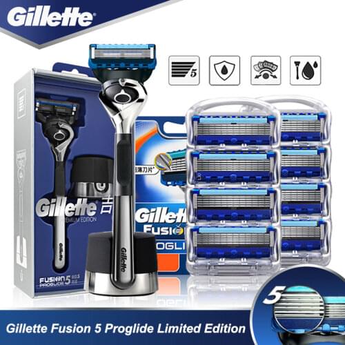 Gillette Fusion 5 ProGlide Straigtht Razor Machine For Shaving Safety Face Shaver Cassettes Razor Blades Case For Men With Stand
