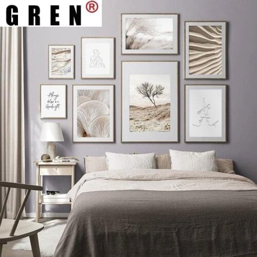 GREN Nature Desert Mushroom Tree Grass Landscape Canvas Painting Wall Art Print Poster Picture Modern Living Home Room Decor