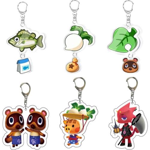 Game Animal Crossing Keychain Cartoon Animal Shaped Acrylic Pendant Keyring Fan Gift