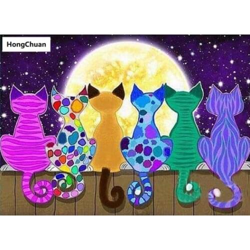 Abstract Cat Mural 5D DIY Square/Round Diamond Painting Mosaic Cross Embroidery Handicraft HomeDecoration ChristmasGift New Year