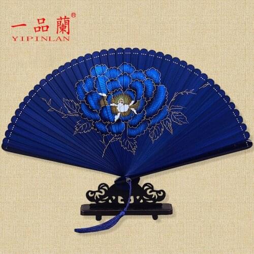 Chinese style classic bamboo fan Japanese Hanfu ancient foldable fan womens Retro hollow foldable fan small summer