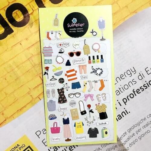 Korea Brand Suatelier Favorite Dress Design Scrapbooking Paper Sticker For DIY Stationery Diary Mobile Cups Decoration Supplies
