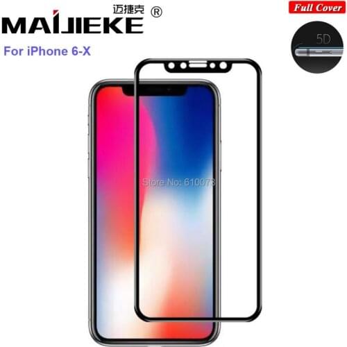 MAIJIEKE 5D Tempered Glass for iphone X 8 7 glass 6s plus Screen Protector For iPhone 6 Glass Full Cover Film Curved Edge