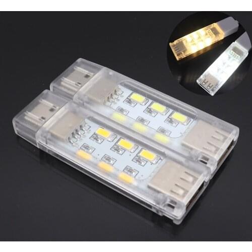 Mini USB Gadget Led Night Light Camping Lamp Double Sided 12 USB Led Reading Light